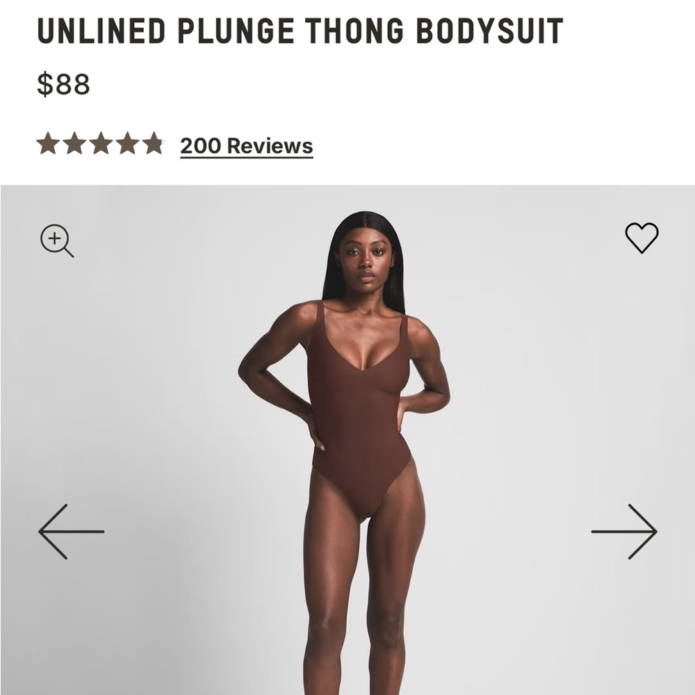 SKIMS  Unlined Plunge Thong Bodysuit NWT - Picture 2 of 10